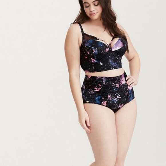 Torrid High Waist Tummy Smoothing Retro Style Galaxy Bikini Bottoms - Picture 2 of 6